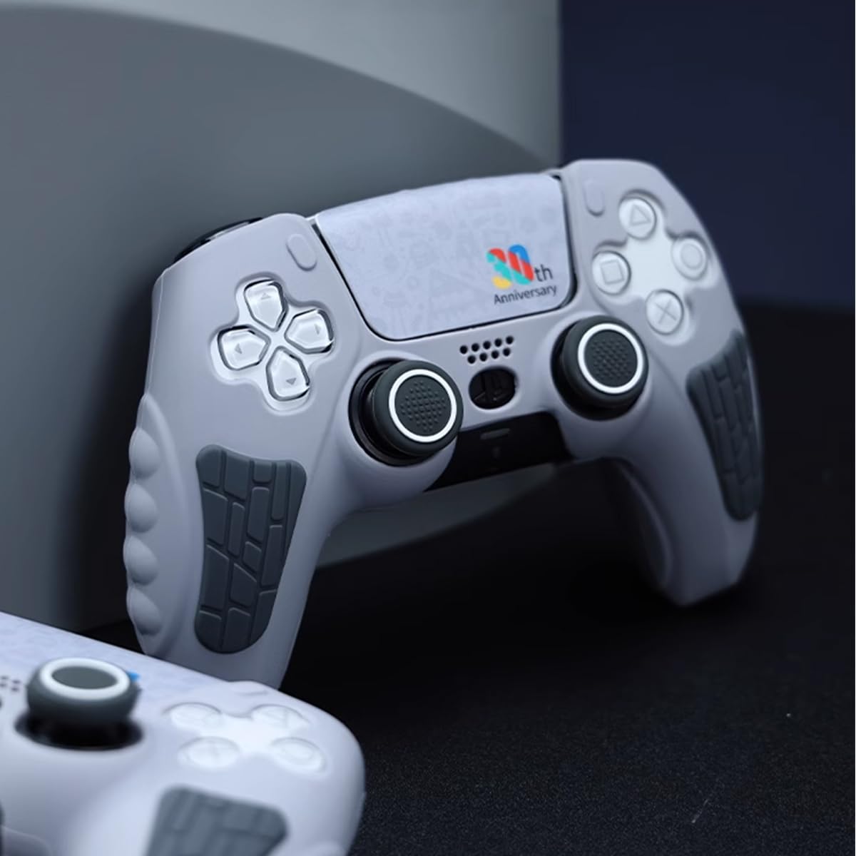 ZORBES Game Controller Silicone Cover for PS5 Game Controller 30th Anniversary Customized Protective Cover for Controller, with 2 Thumb Grip Caps & Touchpad Sticker ZORBES Game Controller Silicone Cover for PS5 Game Controller 30th Anniversary Customized Protective Cover for Controller, with 2 Thumb Grip Caps & Touchpad Sticker